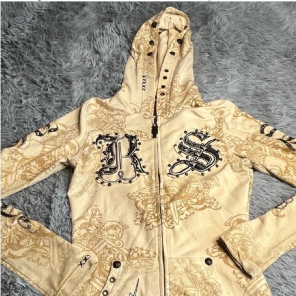 Rebel Spirit Hoodie Jacket Womens Small Studs
Swords Pockets Hood Velvet Skull